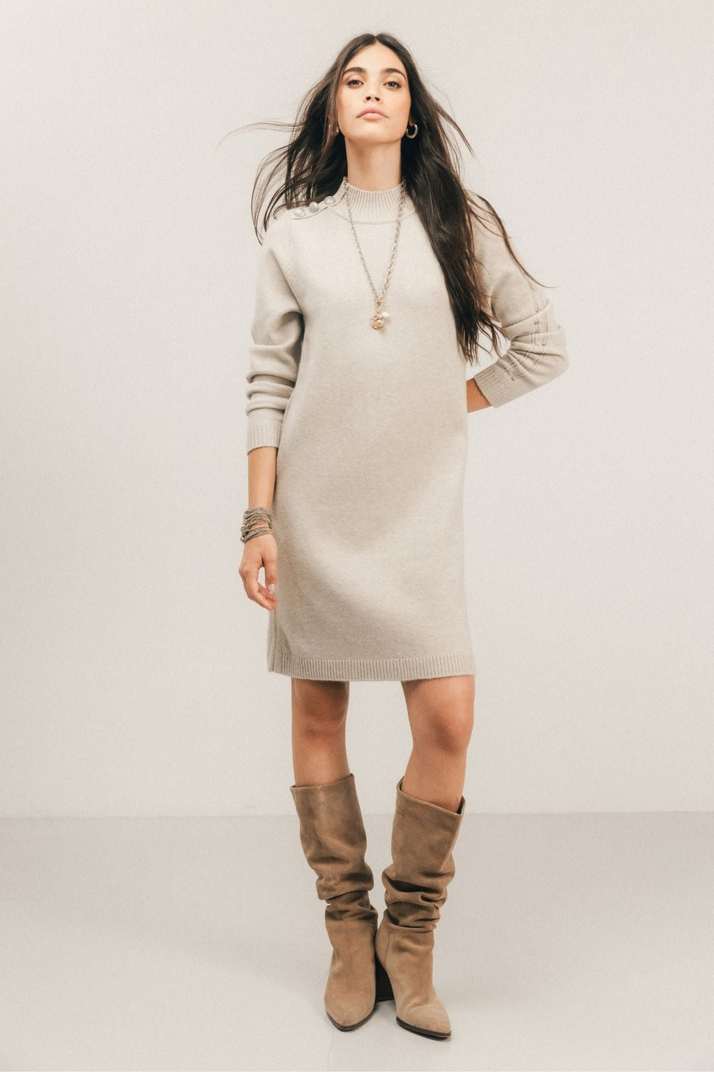 Robe pull beige - 1