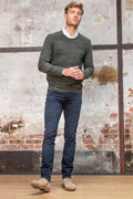Jean droit délavé en denim stretch - 1