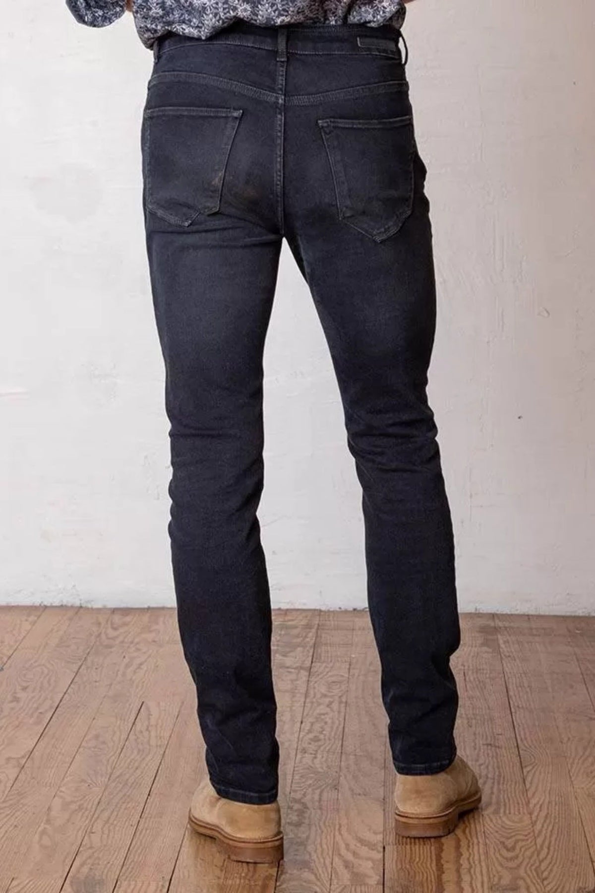 Jean droit délavé en denim stretch - 2