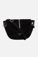 Sac besace demi-lune en suédine noir - 1