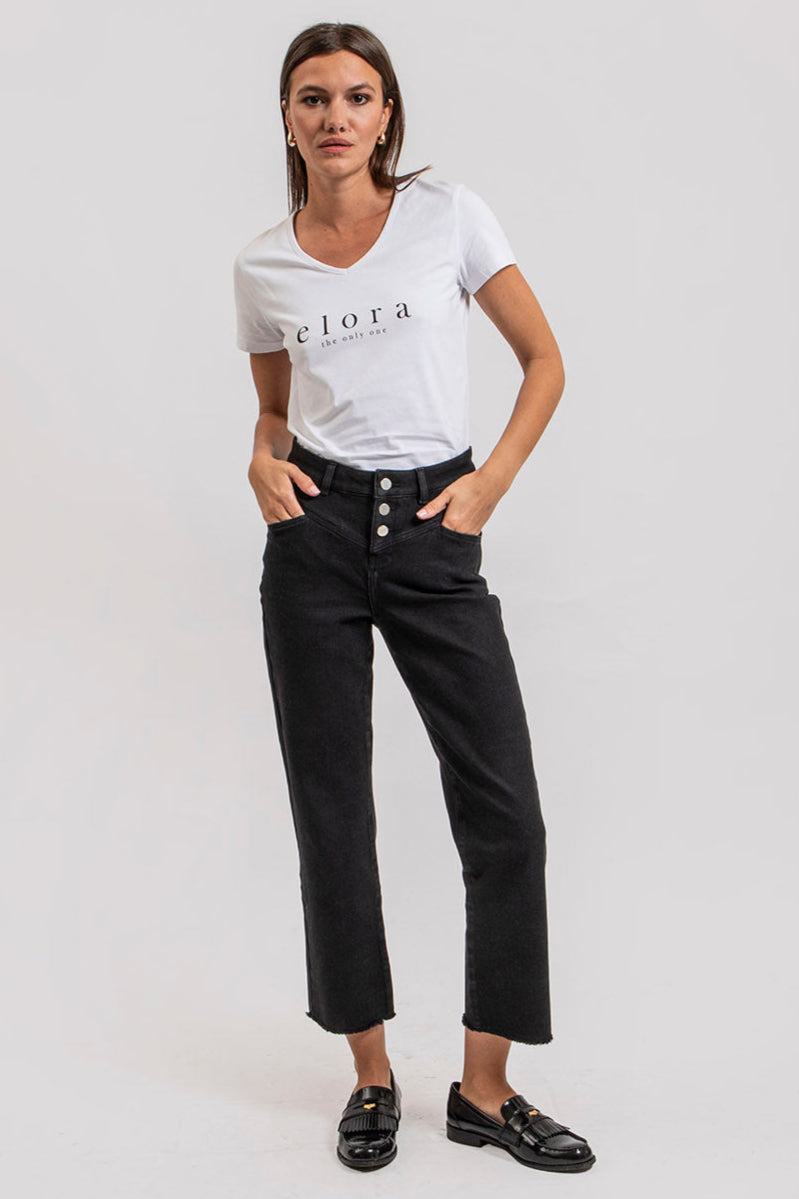 Jean bootcut cropped noir - 1