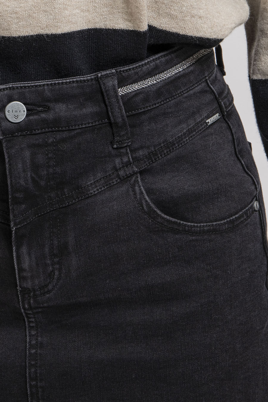 Jupe longue en denim noir - 2