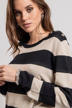 Pull marinière écru et noir - 2