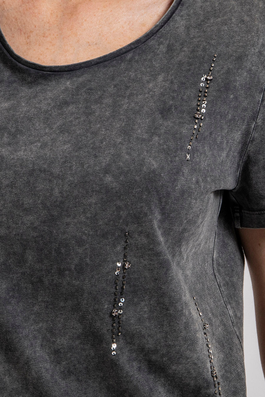 T-shirt brodé gris - 2