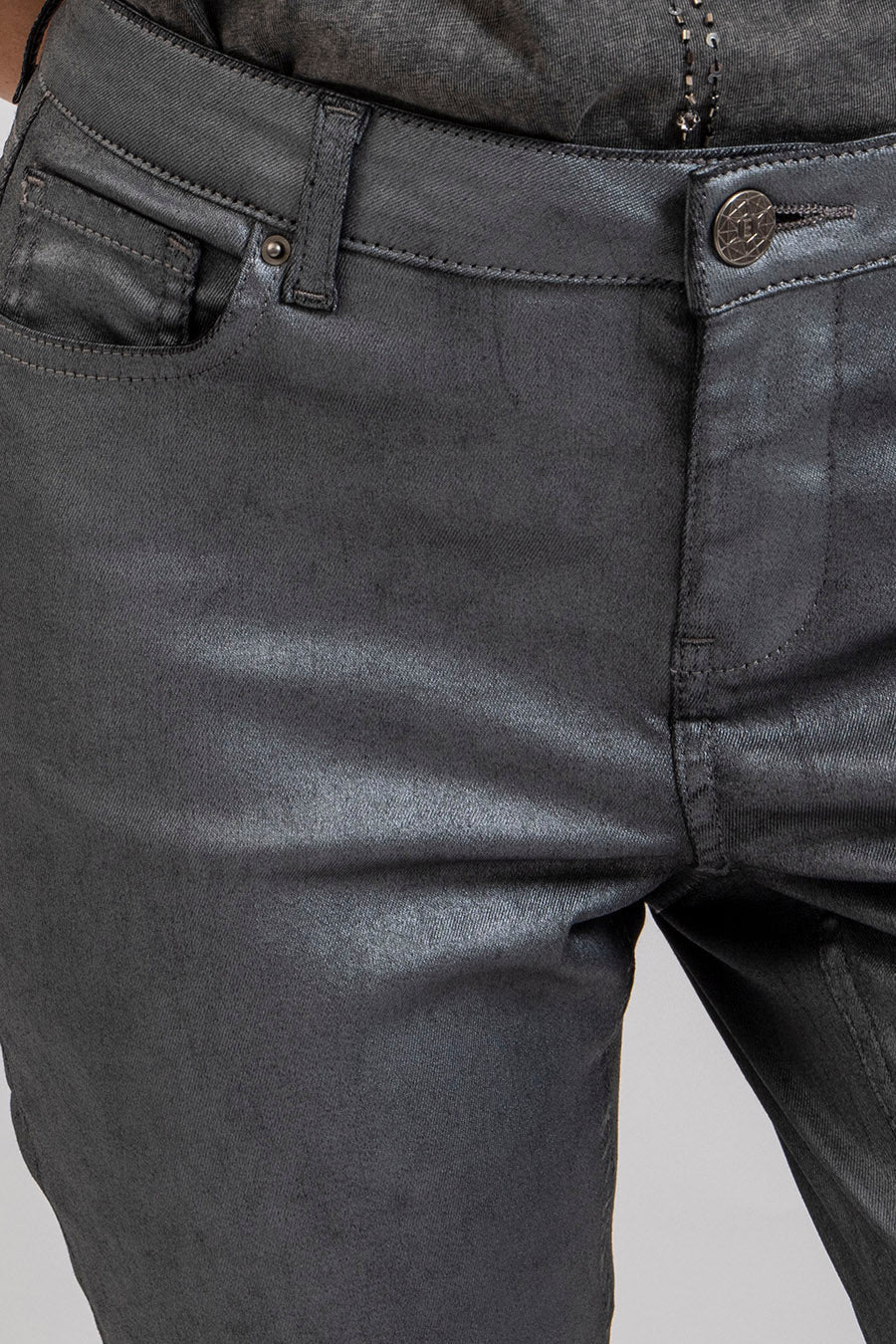 Pantalon slim gris argent - 2