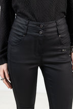 Pantalon slim enduit noir - 2