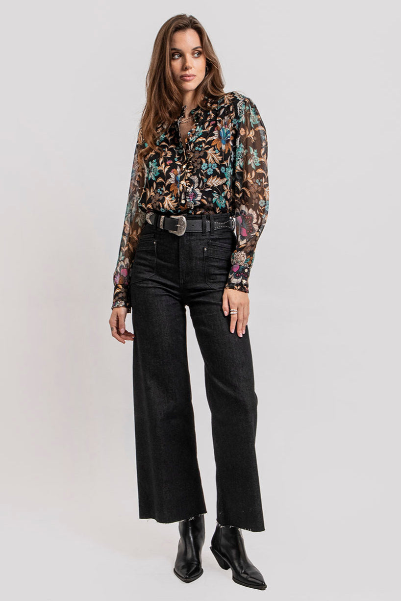 Jean wide leg denim noir - 1