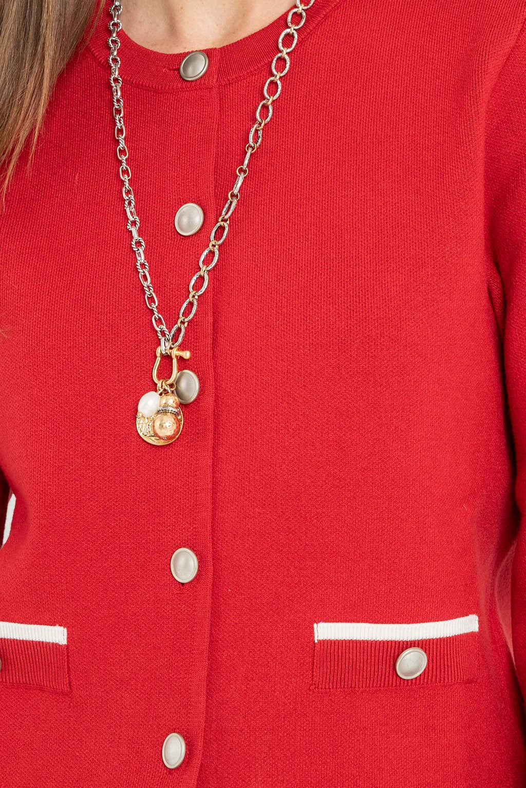 Gilet inspiration couture rouge et écru - 2