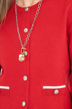 Gilet inspiration couture rouge et écru - 2