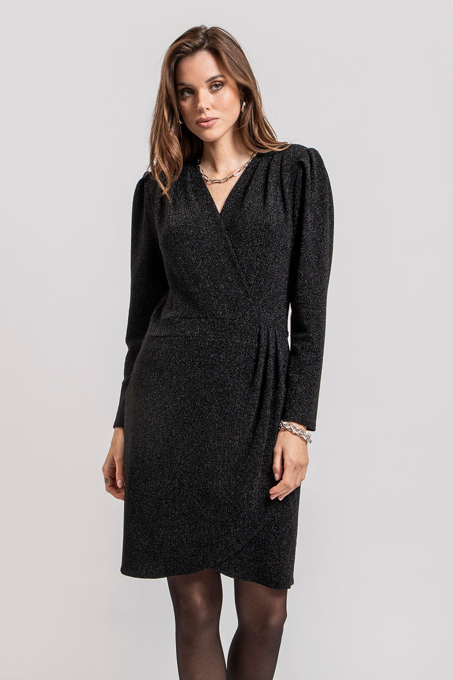 Robe cache coeur noir et lurex - 1
