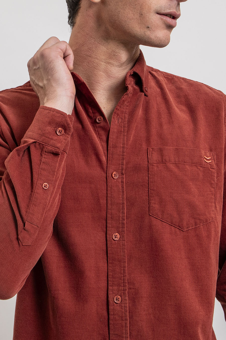 Chemise en velours rouille - 2