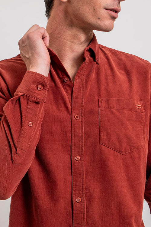 Chemise en velours rouille - 2