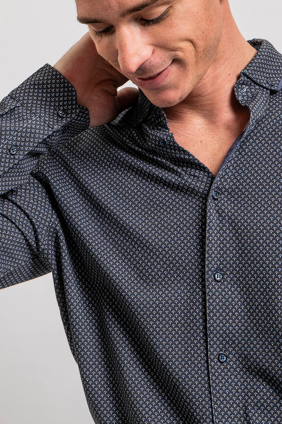 Chemise en maille imprimé bleu - 2