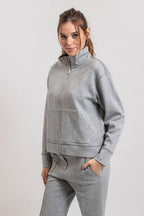 Gilet molleton gris clair chiné - 1
