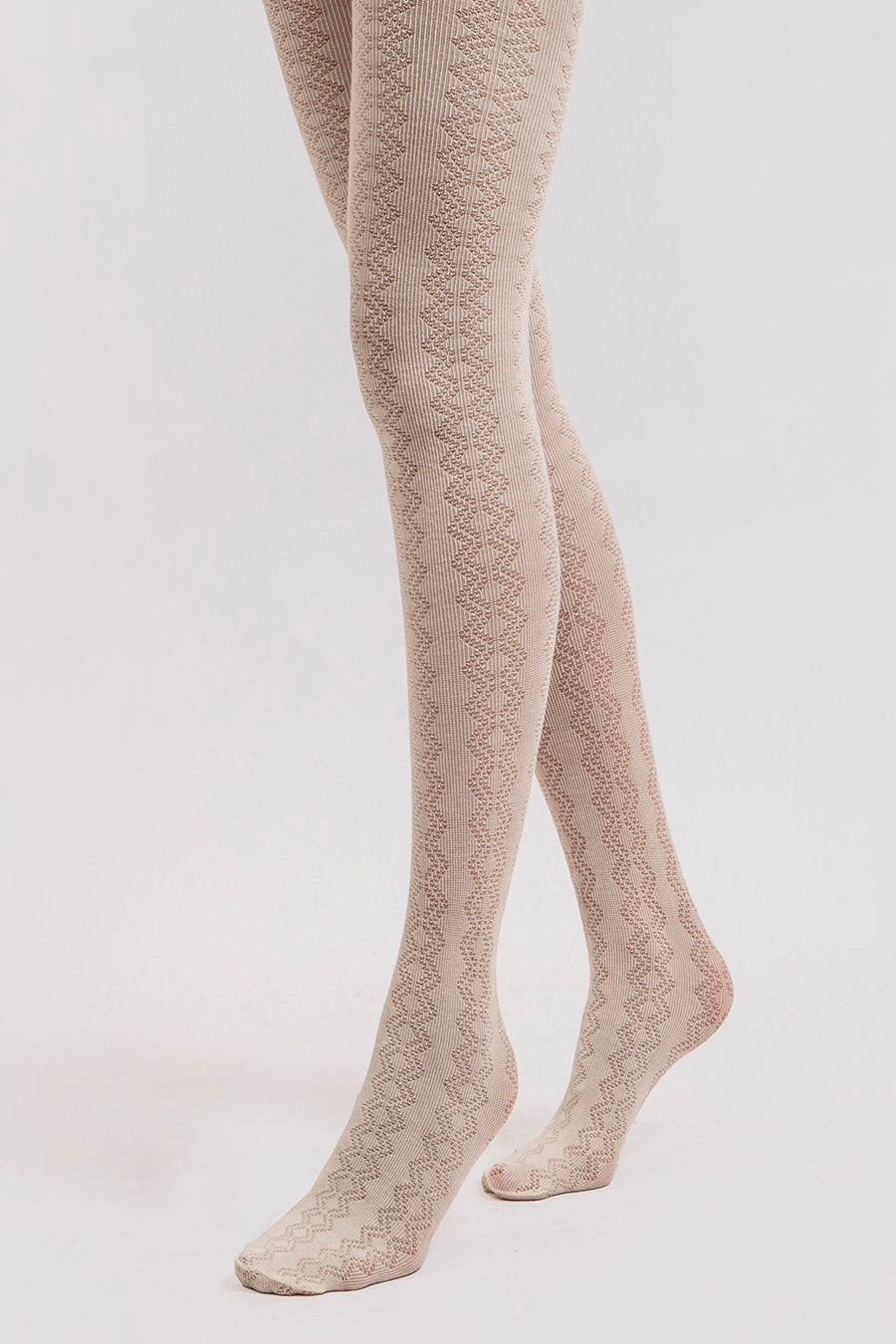 Collants épais ajouré écru - 1