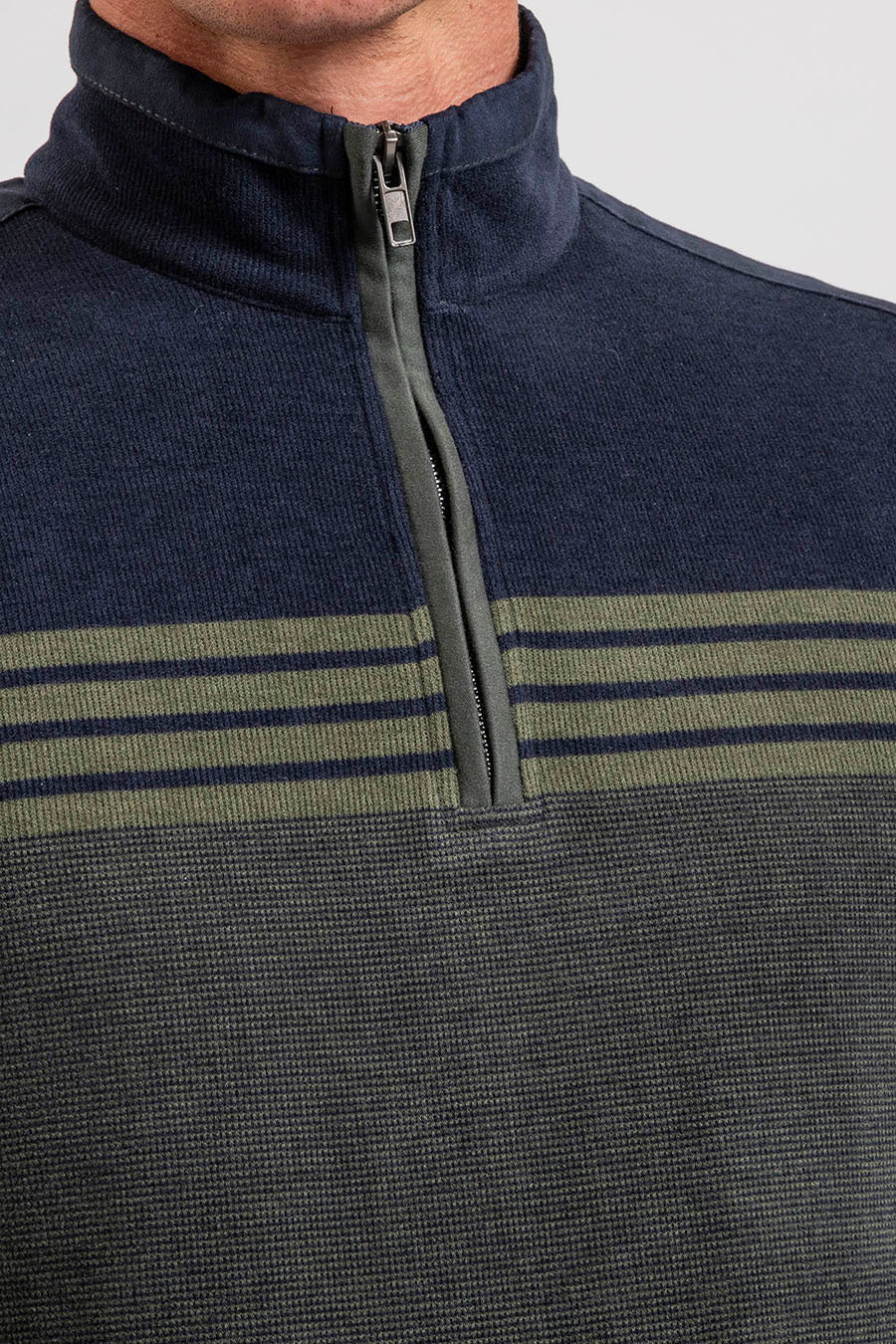 Pull rayé navy et kaki - 2