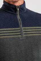Pull rayé navy et kaki - 2
