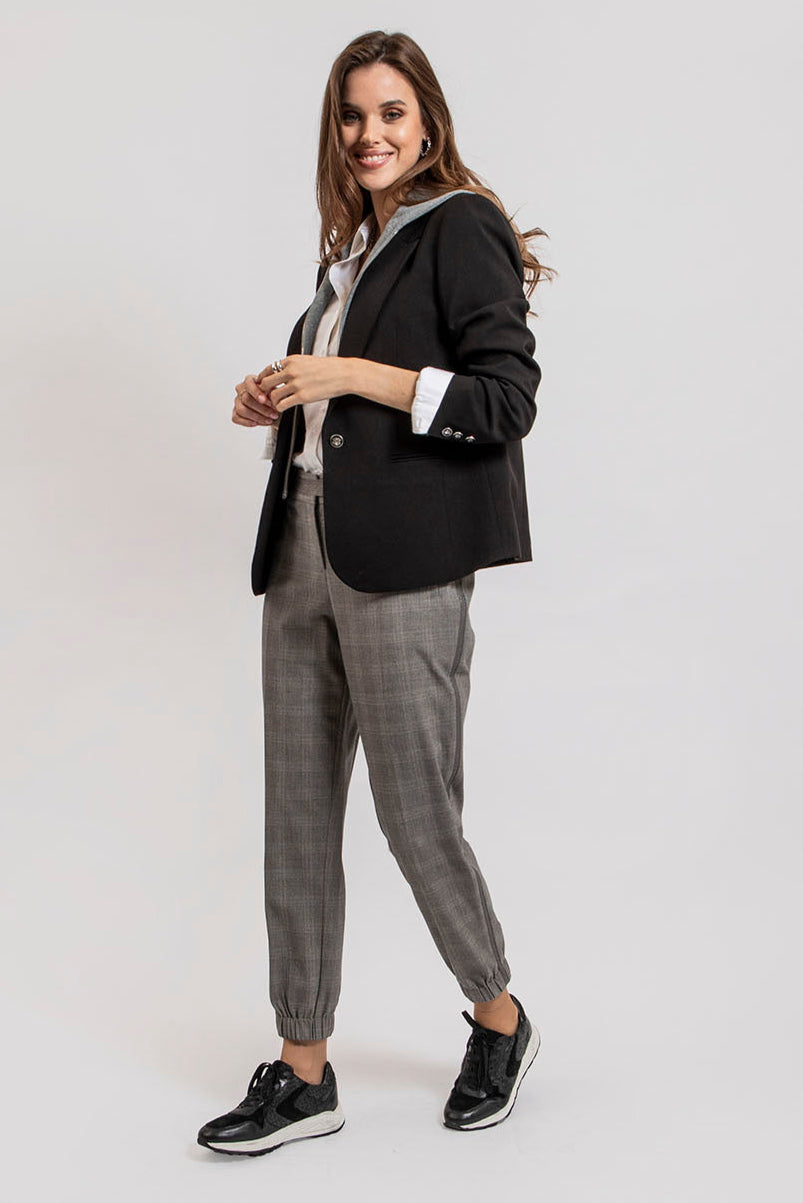 Pantalon coupe cargo à carreaux gris - 1