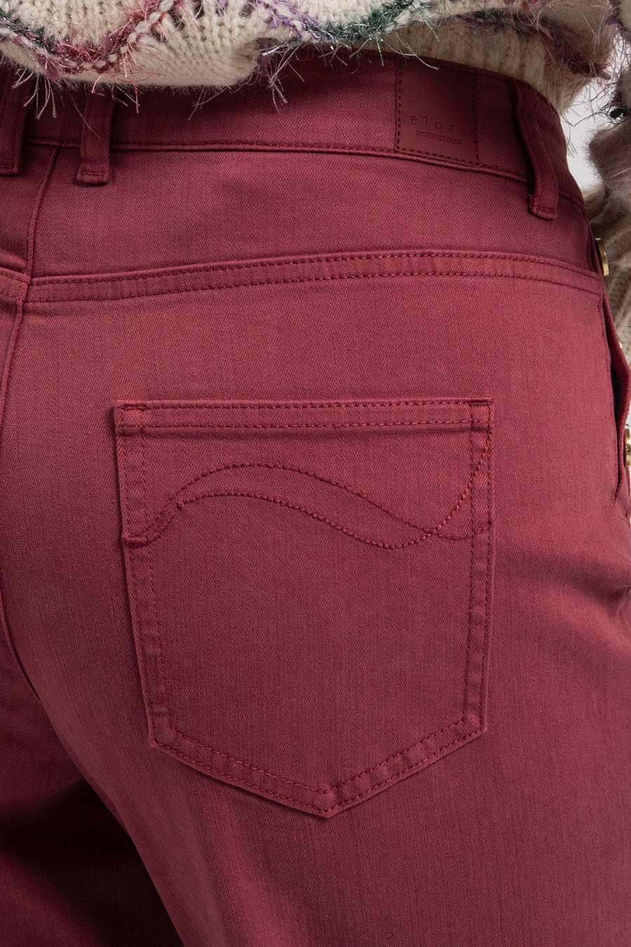 Pantalon large coloris carmin - 2