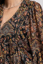 Blouse imprimé noir et rouille - 2