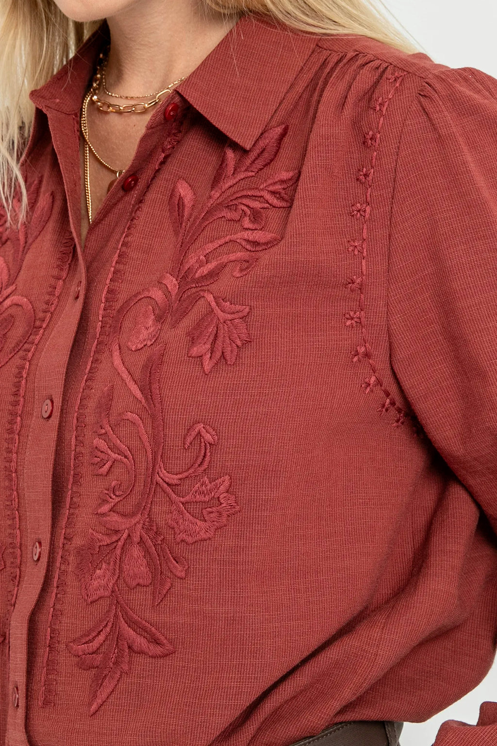 Chemise à broderie brique - 2