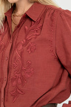 Chemise à broderie brique - 2