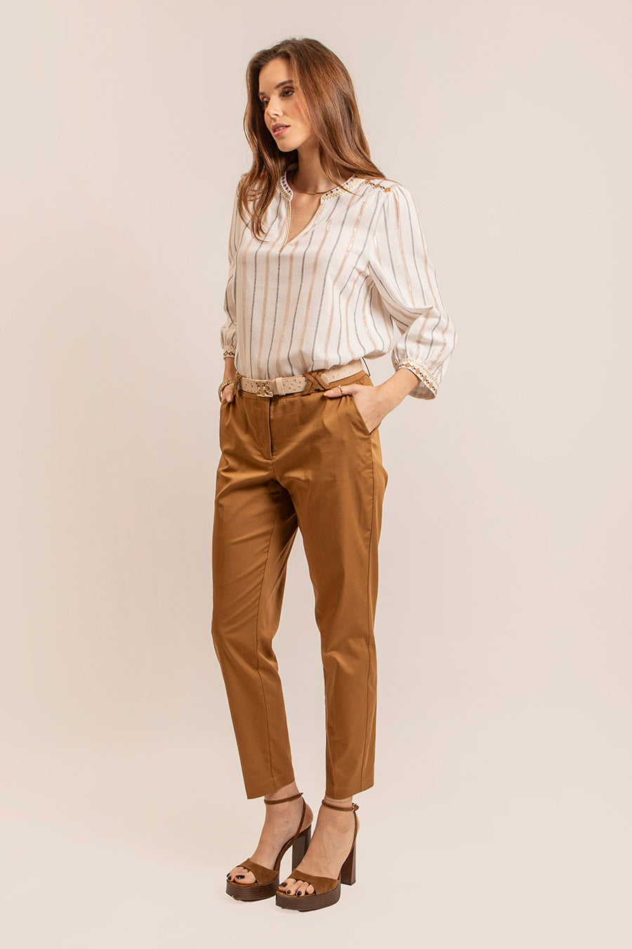Blouse bohème noir et camel - 1