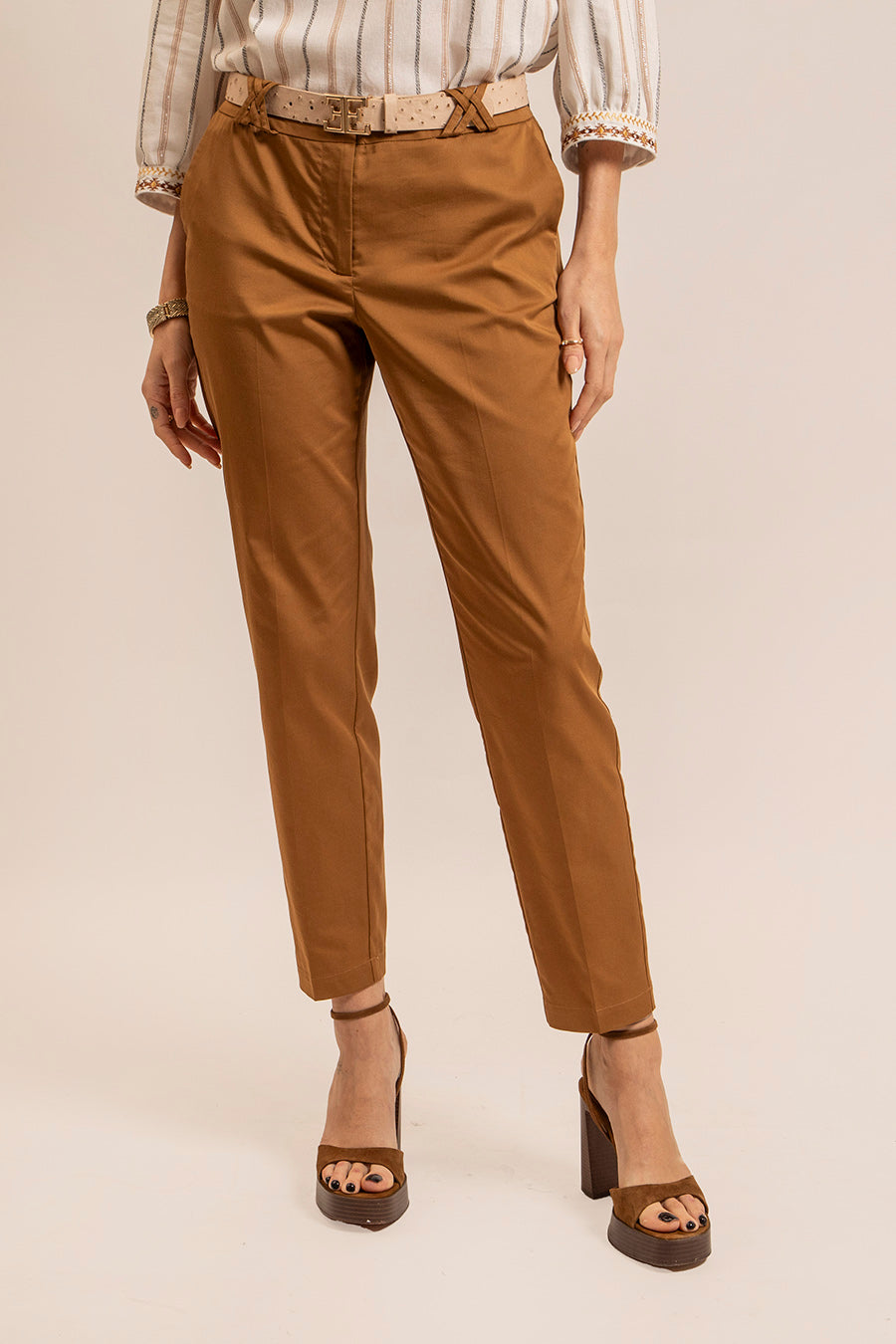 Pantalon seconde peau coloris caramel - 2