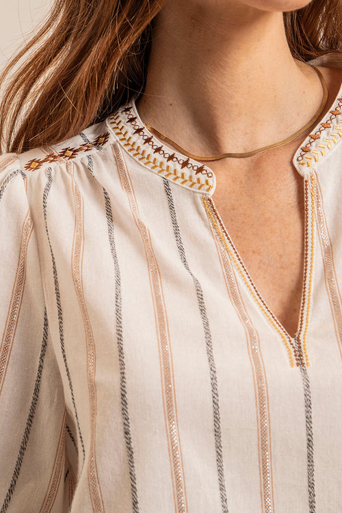 Blouse bohème noir et camel - 2