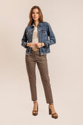Pantalon cigarette imprimé bleu - 1