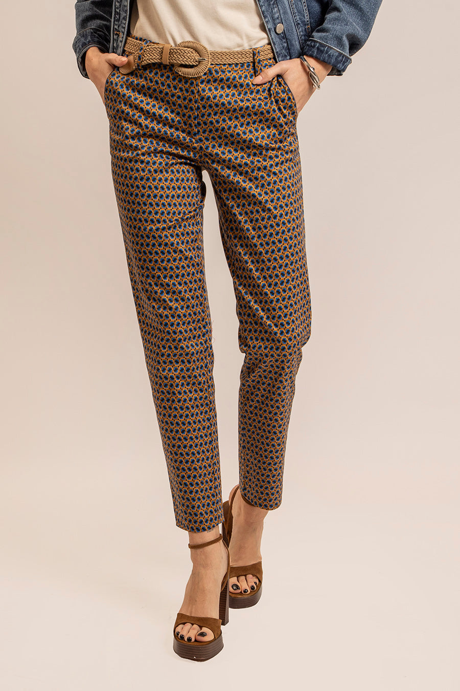Pantalon cigarette imprimé bleu - 2