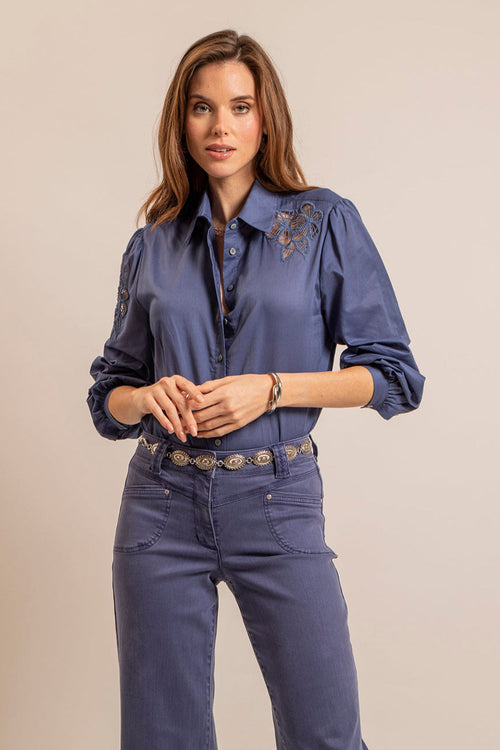 Chemise en coton coloris lavande - 1
