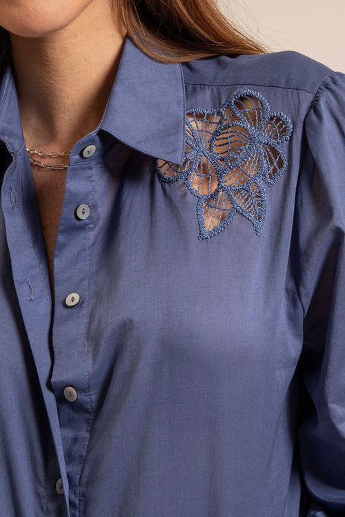 Chemise en coton coloris lavande - 2