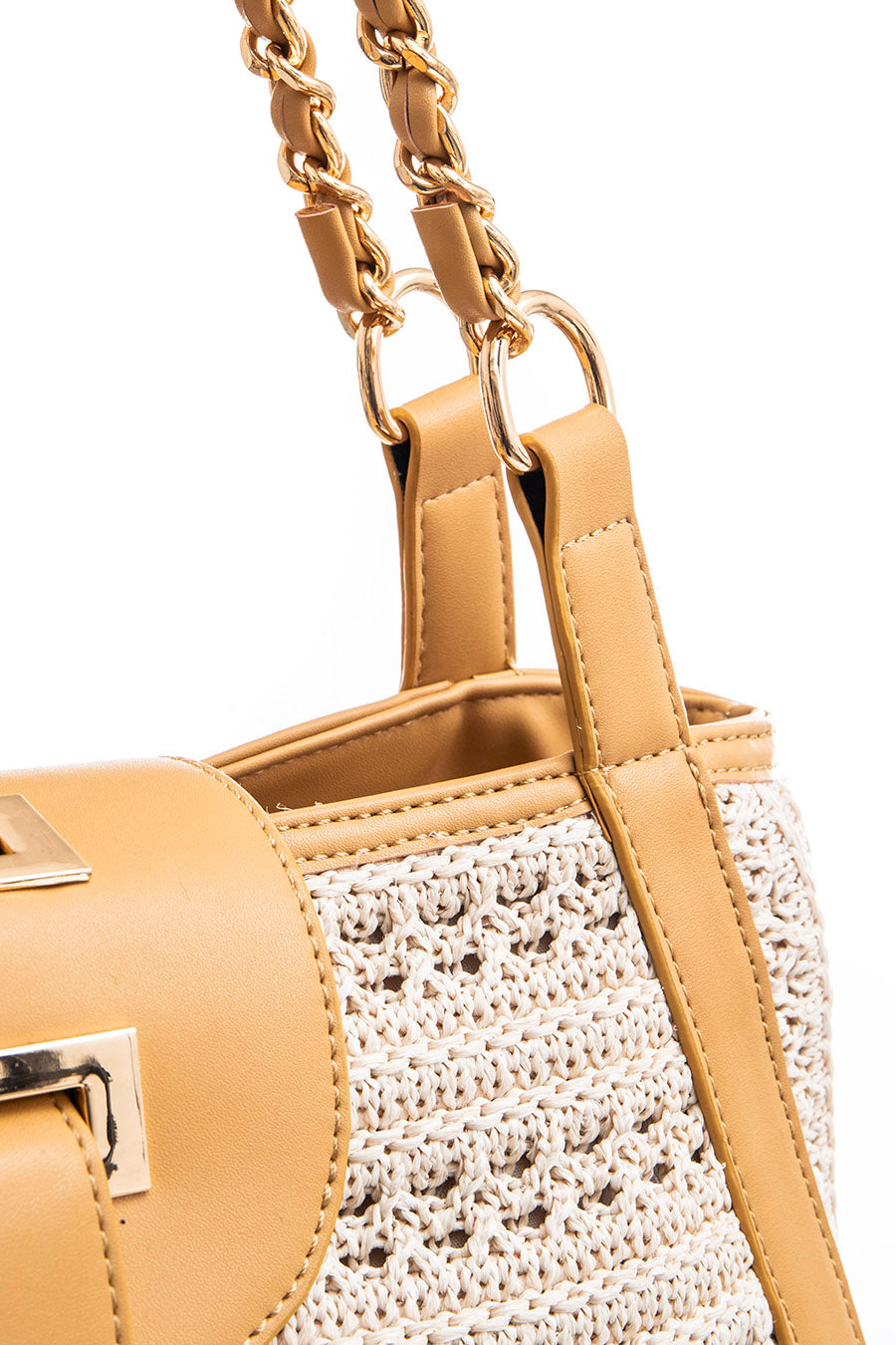 Sac pochette façon crochet beige - 2