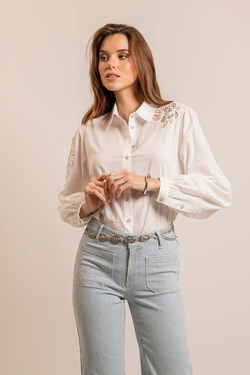 Chemise en coton coloris écru - 1
