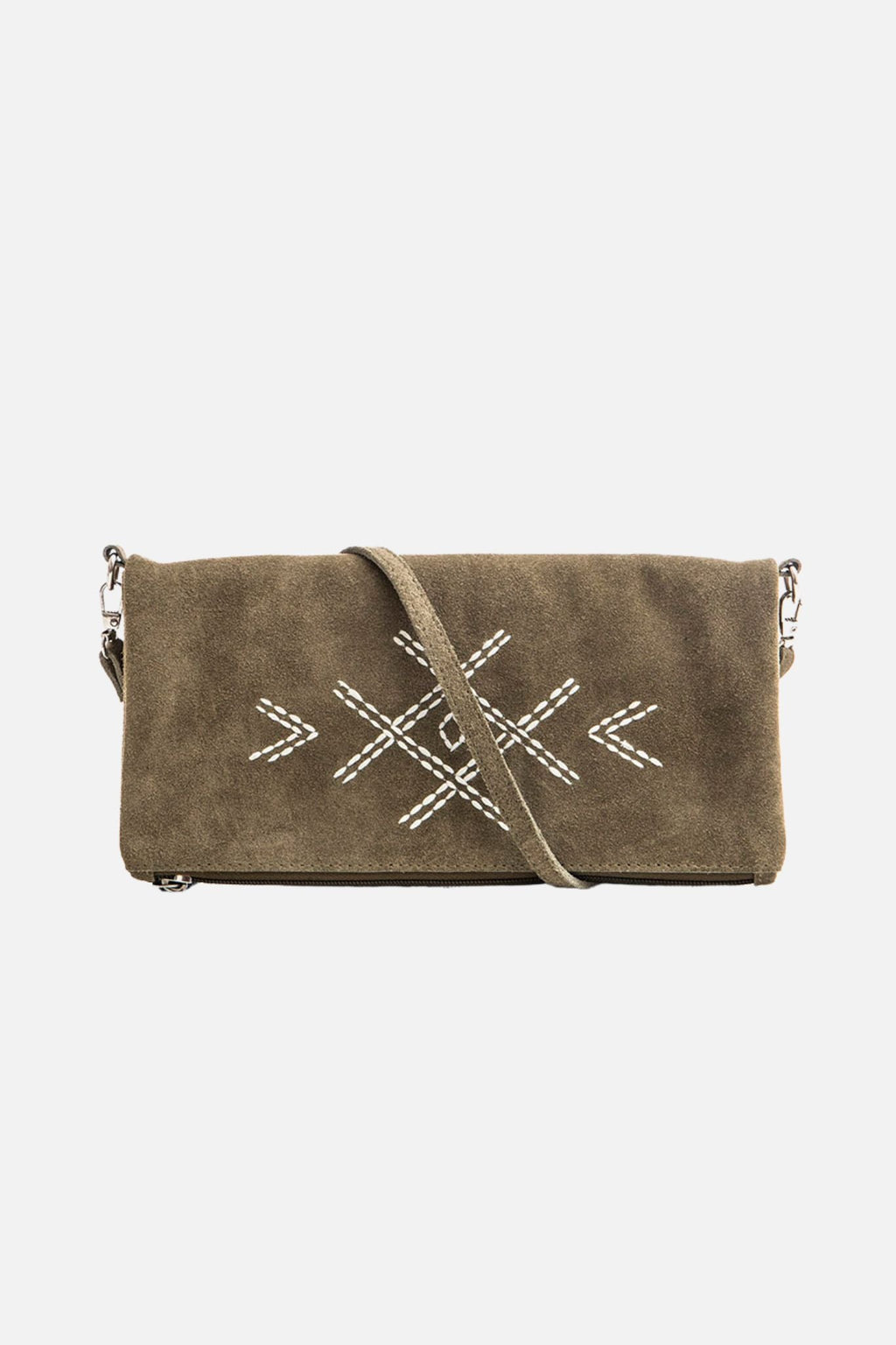 Pochette en daim sauge - 1