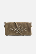 Pochette en daim sauge - 1