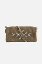 Pochette en daim sauge - 1