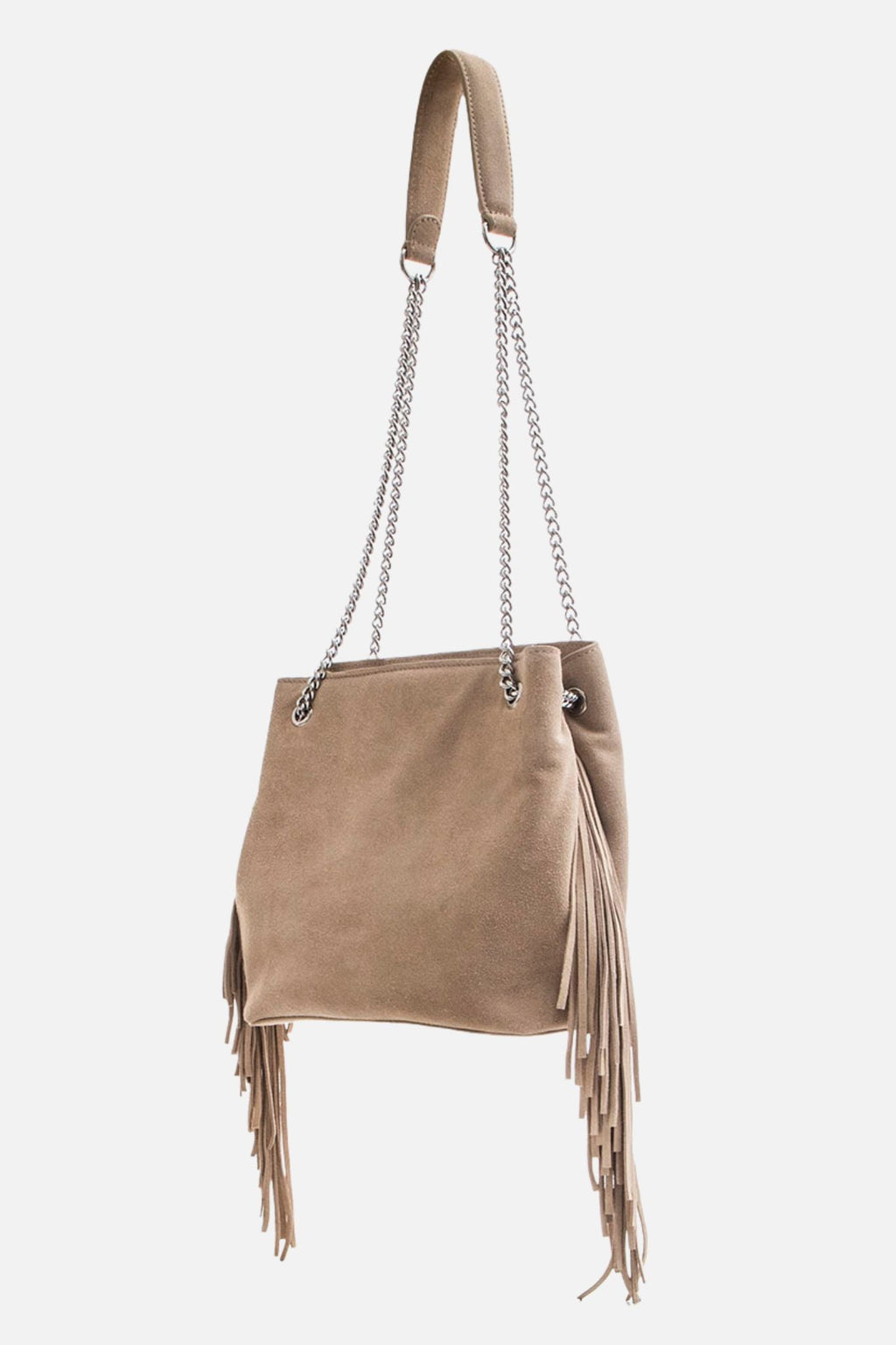 Sac frangé en daim sable - 1