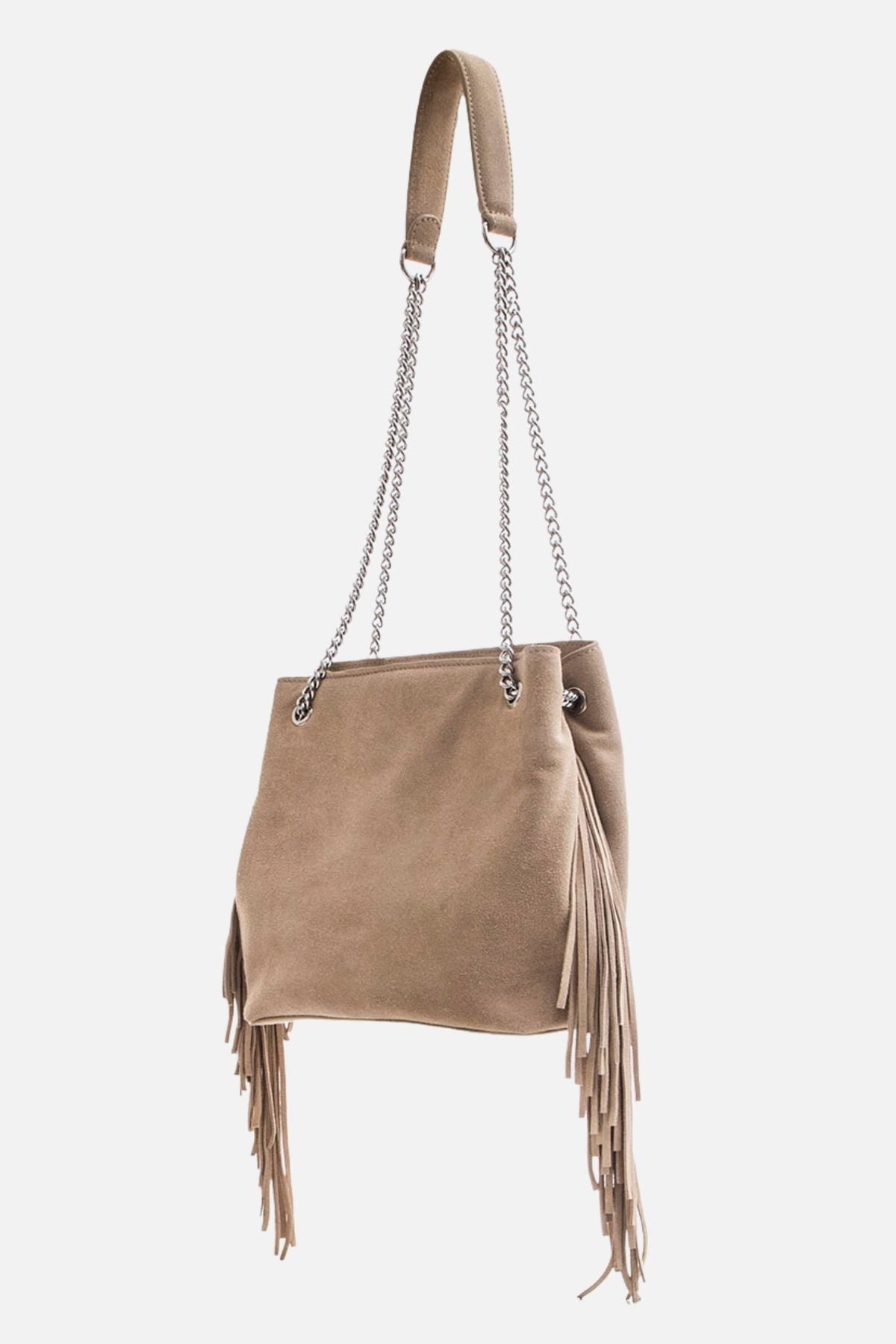 Sac frangé en daim sable - 1
