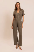 Combipantalon coloris violet et olive - 1