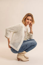 Gilet maille filet écru - 2