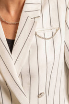 Veste tailleur rayée écrue et noire - 2