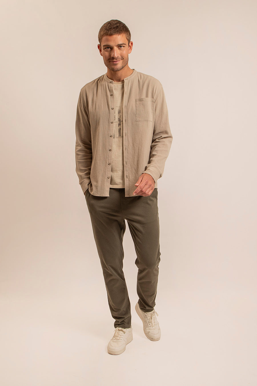T-shirt printé beige dirty dyed - 2