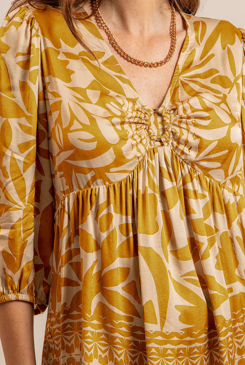 Blouse imprimé écru et ocre - 2