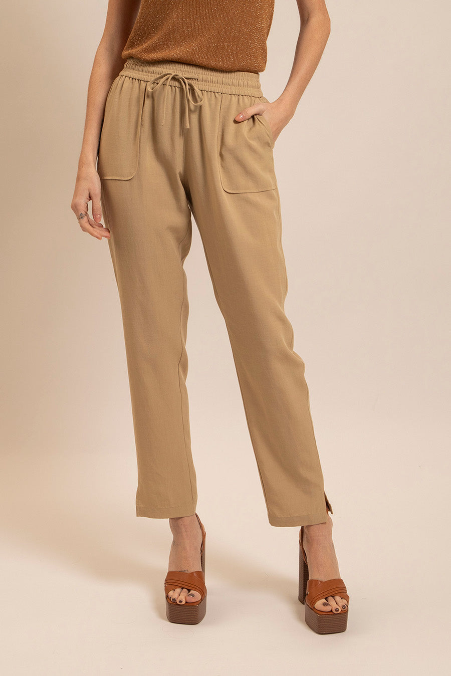 Pantalon en lin beige - 2