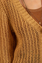 Gilet maille filet ocre - 2