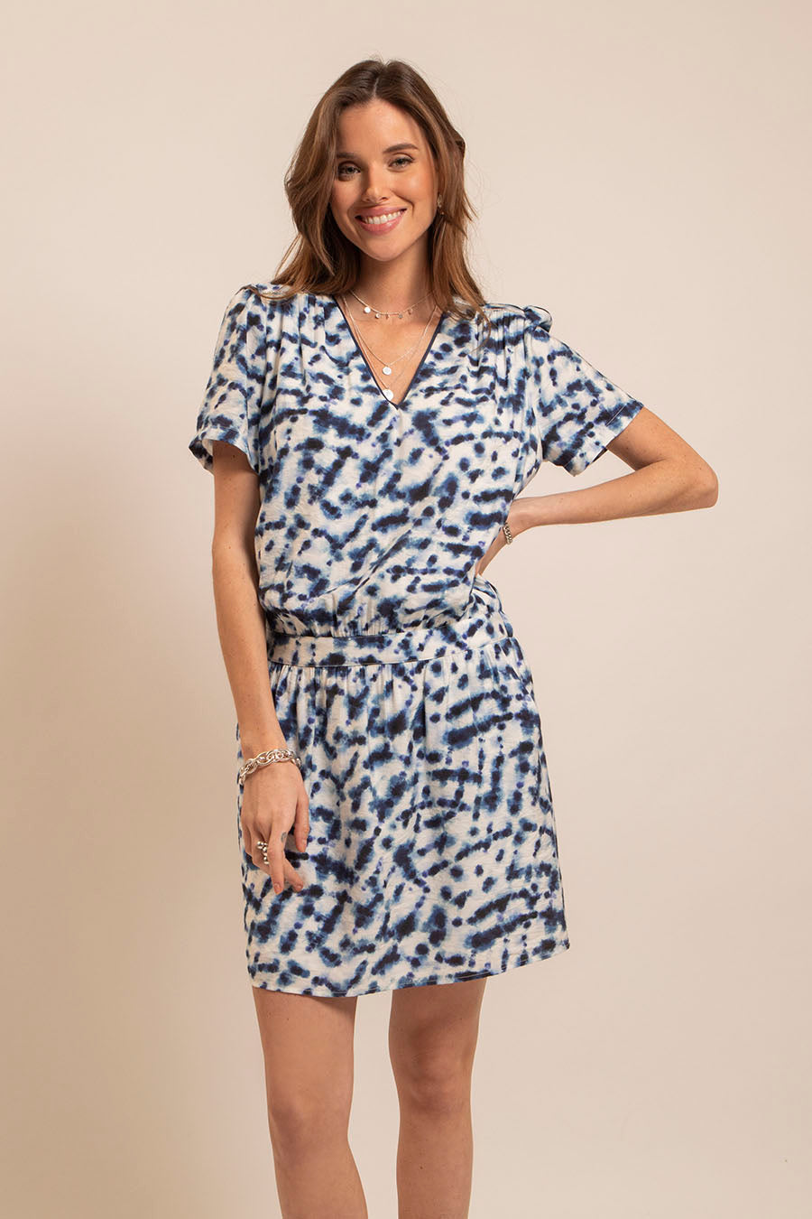 Robe tie and dye imprimé bleu - 1