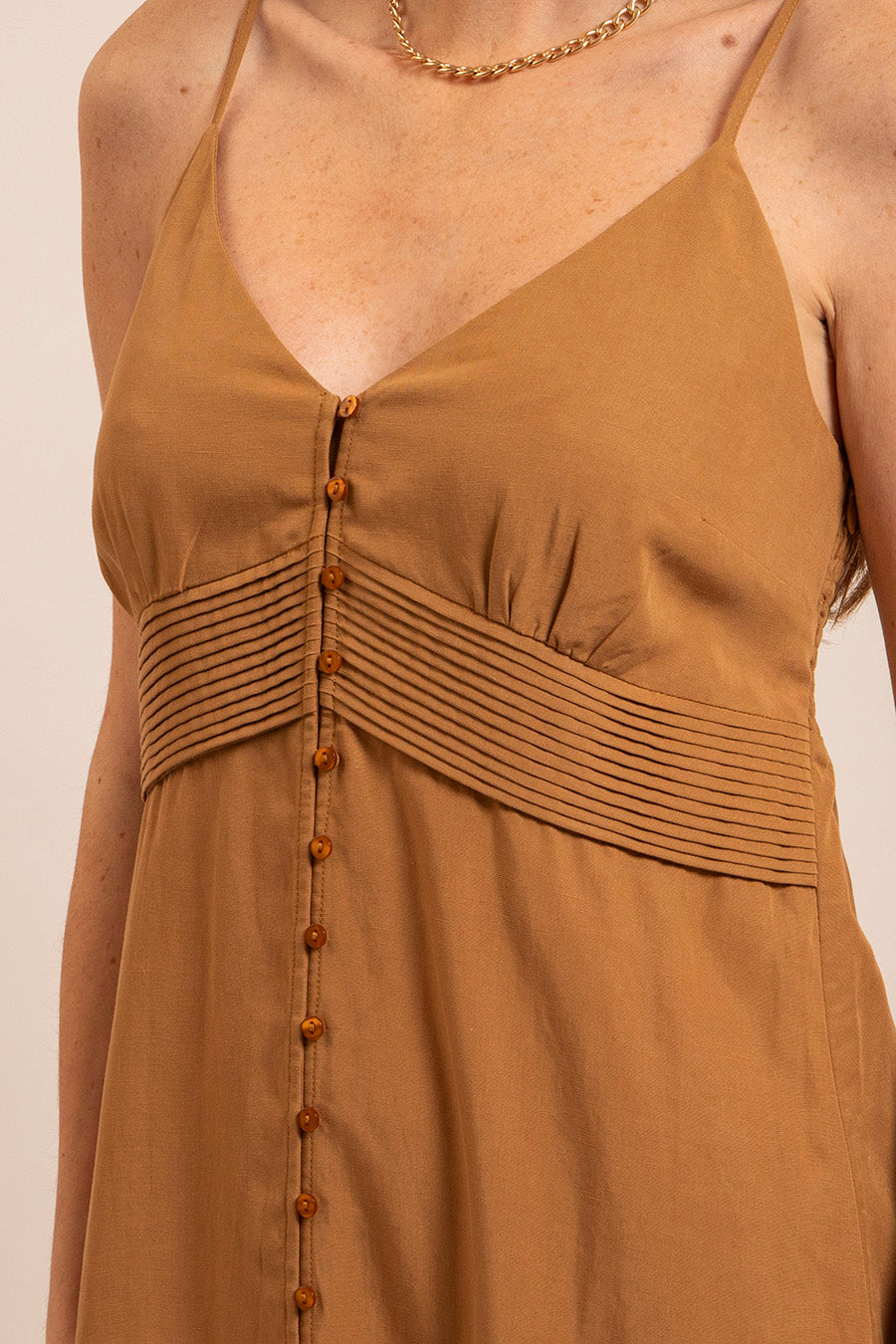 Robe midi en lin caramel - 2