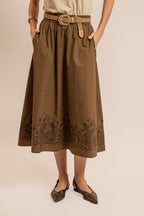Jupe corolle olive - 2
